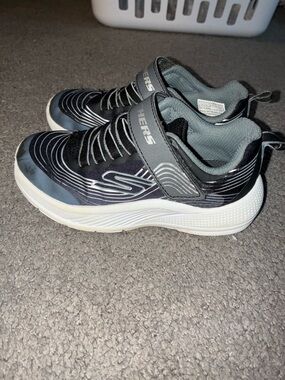 Skechers Kids Black and Gray Slip-On Athletic Sneakers